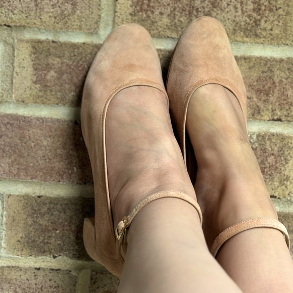 Shrimp pink vintage MOROBE Luxury House Soft Suede Block Heel Mary Janes Size 38 - Picture 5 of 16